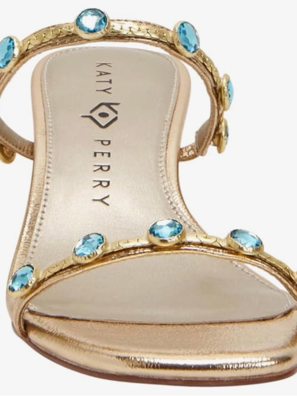 Katy Perry Collections Gold Sandal with Turquoise Gem Accents
